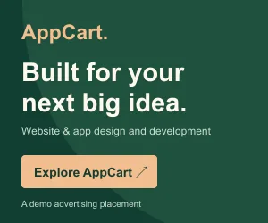 Demo advertisement for website and app design by AppCart.