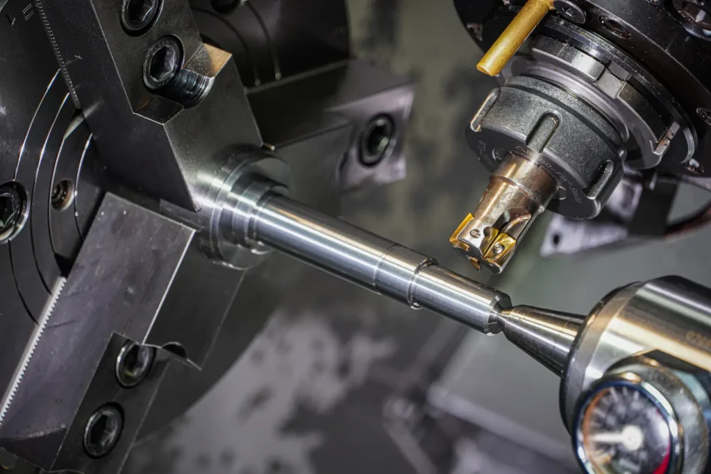 Machine tool positioned beside a metal component