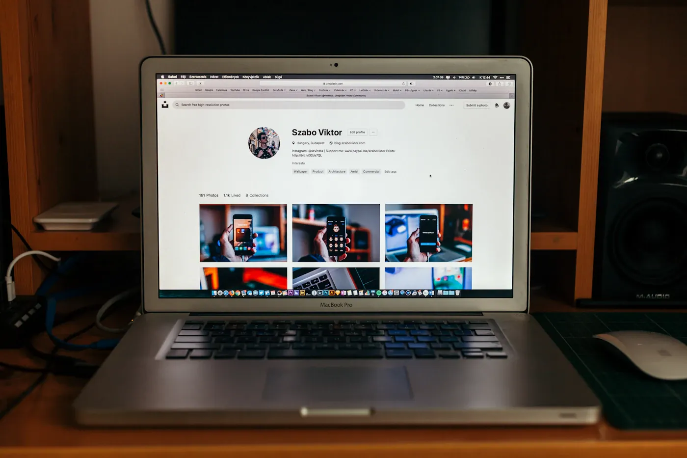 Website displayed on a laptop